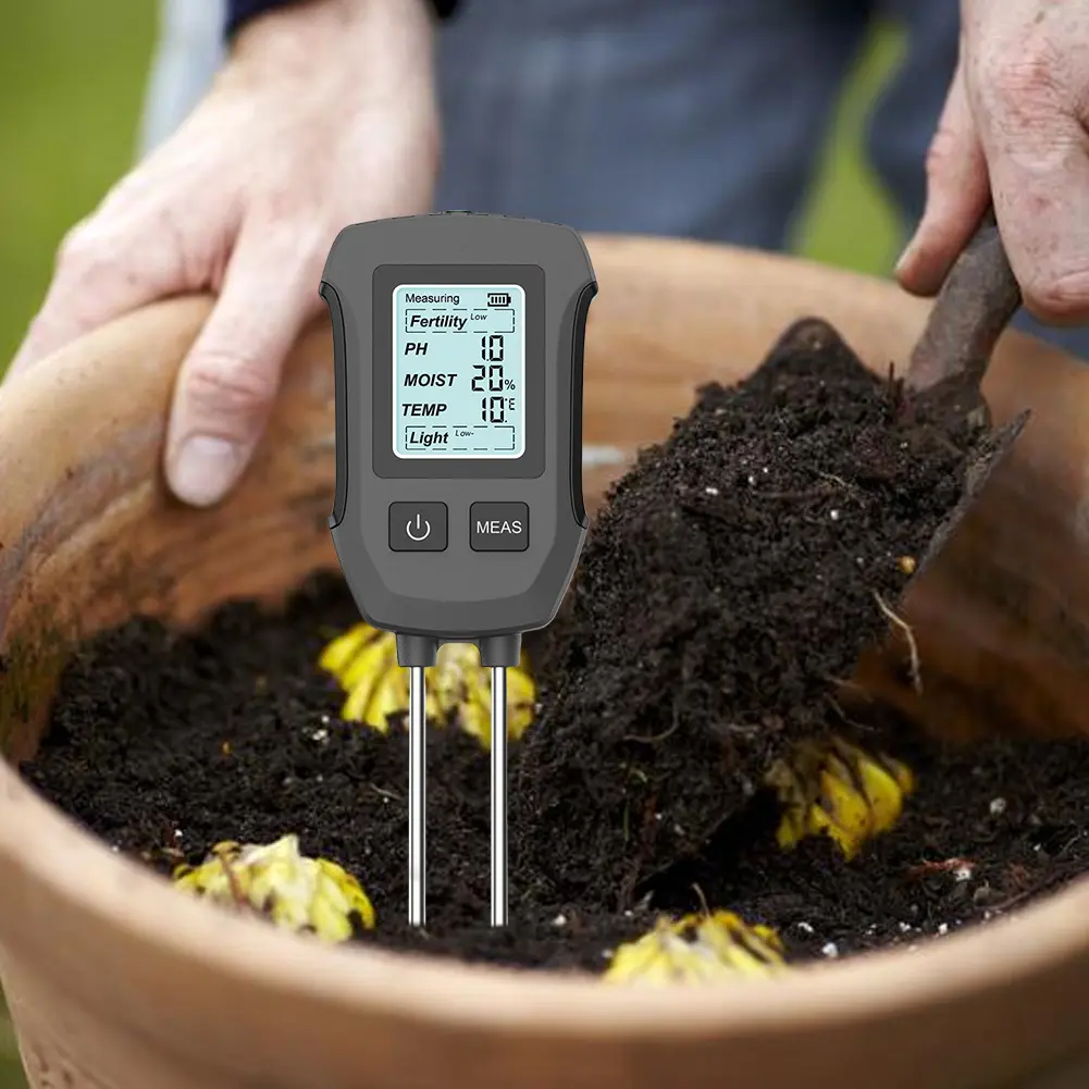 5 in 1 Soil Tester Fertility/Temperature/Moisture/Sunlight/PH Meter Soil Test Meter for Gardening Farming and Outdoor Plants