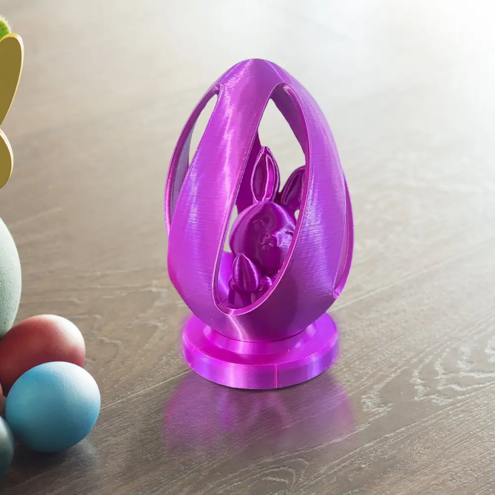 Easter Egg Wıth Rabbit Miniature Decorative Egg 3D Printed Model Rabbit Figurine Miniature Easter Egg Home Living Room Decor