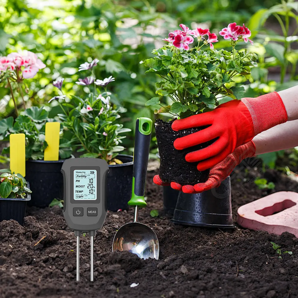 5 in 1 Soil Tester Fertility/Temperature/Moisture/Sunlight/PH Meter Soil Test Meter for Gardening Farming and Outdoor Plants