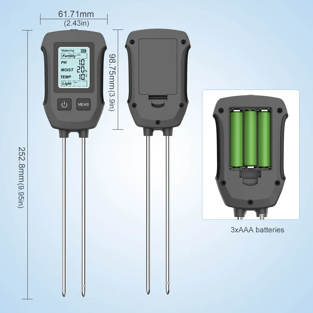 5 in 1 Soil Tester Fertility/Temperature/Moisture/Sunlight/PH Meter Soil Test Meter for Gardening Farming and Outdoor Plants