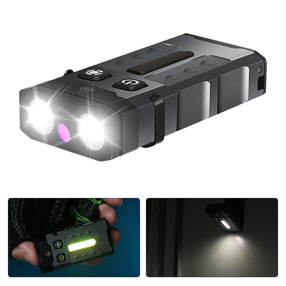 EDC Flashlight LED Keychain Light 1100LM Pocket Lantern RGB Light Keychain Flashlight for Outdoor Camping
