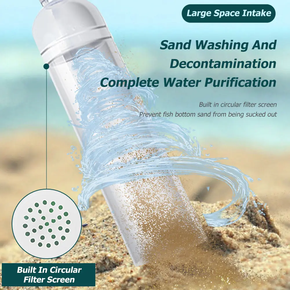 Handheld Aquarium Gravel Cleaner with Filter Nozzle Fish Tank Water Absorber Removable Water Changer Air Pump for Water Changing