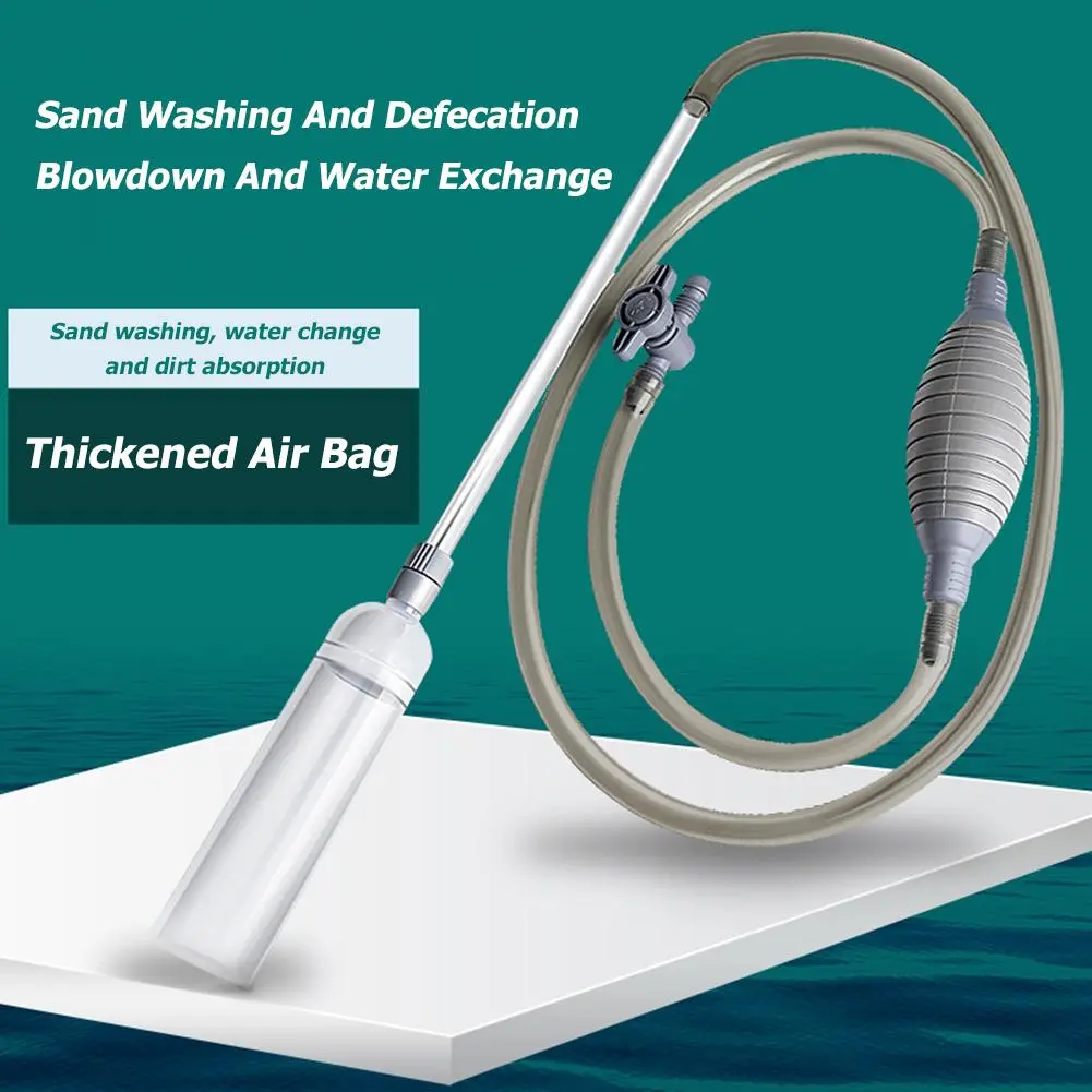 Handheld Aquarium Gravel Cleaner with Filter Nozzle Fish Tank Water Absorber Removable Water Changer Air Pump for Water Changing