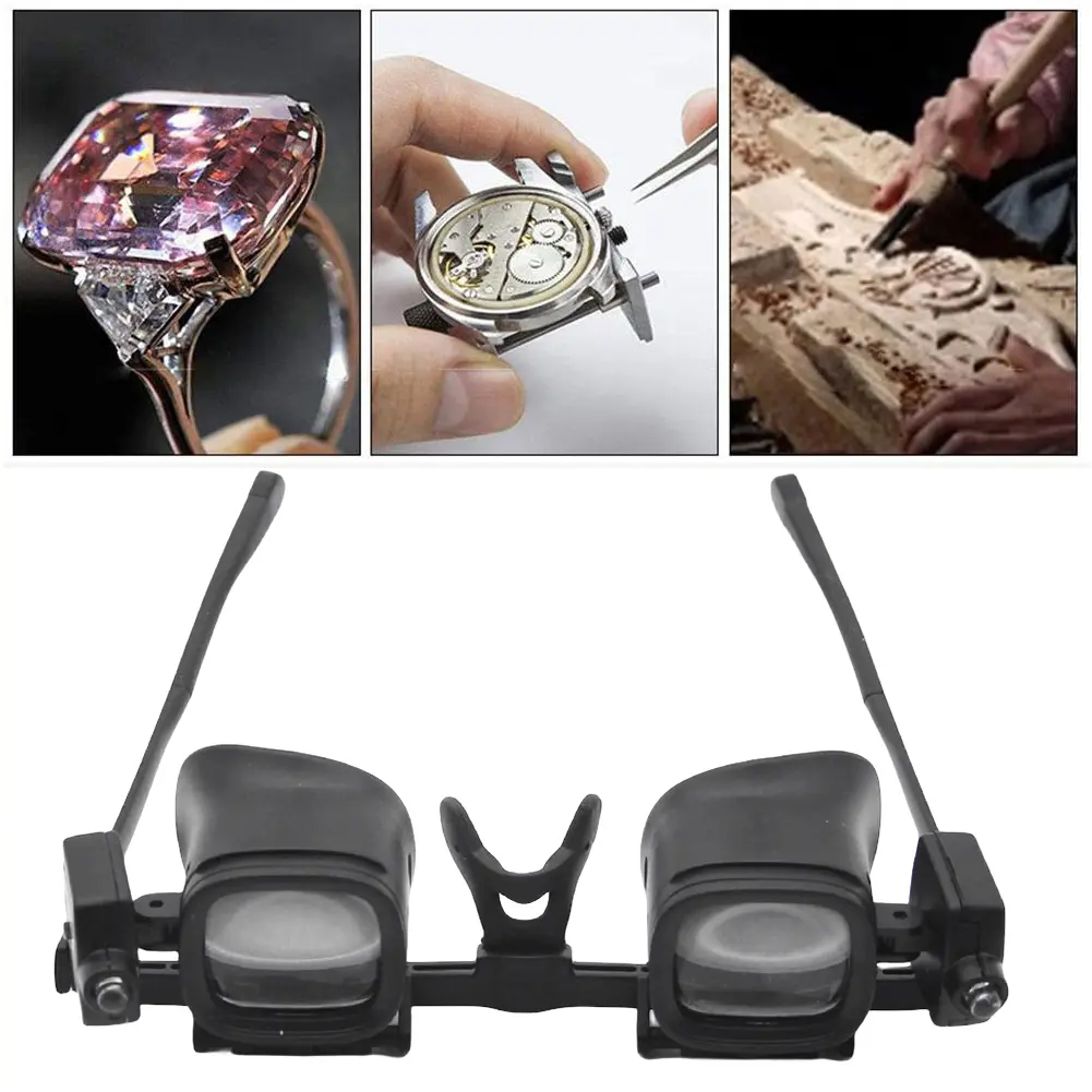 Wearable Magnifier with 2 LED Lights and 6 Detachable Lenses Illuminated Magnifier Glasses 2X 4X 6X 10X 18X 25X for Watch Repair