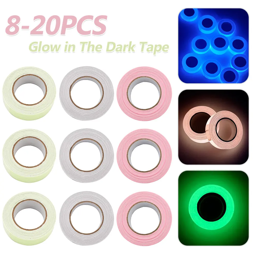 8-20PCS 1cmx300cm Glow in The Dark Tape Luminous Tape Sticker Waterproof High Visibility Decor for Theatres Staged & Dark Areas