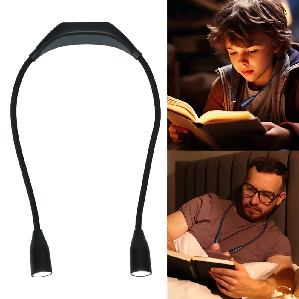 Book Light Bendable Arms Reading Lamp Adjustable Brightness LED Night Light Hands Free Flashlight for Reading Crafting Knitting