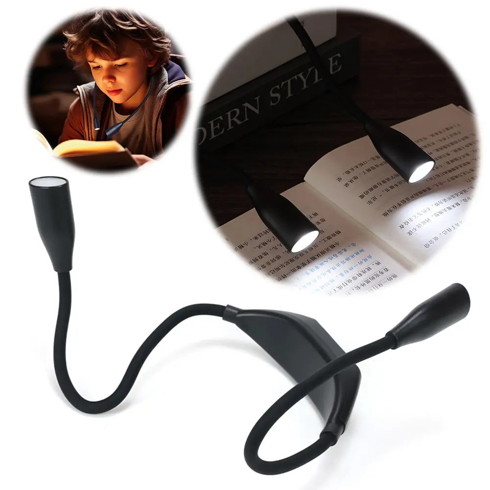 Book Light Bendable Arms Reading Lamp Adjustable Brightness LED Night Light Hands Free Flashlight for Reading Crafting Knitting