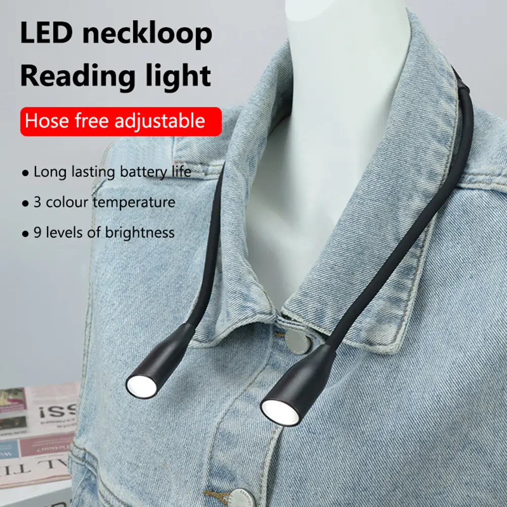 Book Light Bendable Arms Reading Lamp Adjustable Brightness LED Night Light Hands Free Flashlight for Reading Crafting Knitting