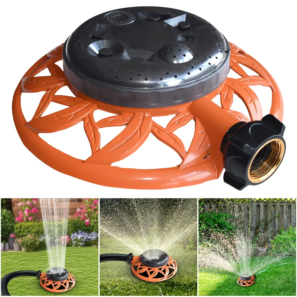 8 Pattern Water Sprinkler with Metal Decorative Base Turret Metal Sprinkler Turret Pattern Sprinkler for Watering Plant