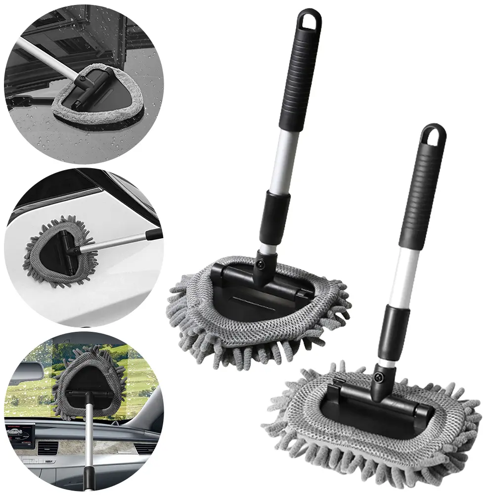 Telescopic Window Defog Brush Adjustable Windshield Window Cleaner Brush Glass Cleaning Brush Kit for Auto Interior Glass Wiper
