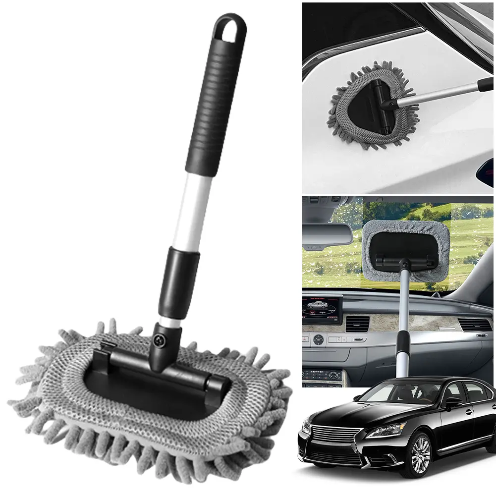 Telescopic Window Defog Brush Adjustable Windshield Window Cleaner Brush Glass Cleaning Brush Kit for Auto Interior Glass Wiper