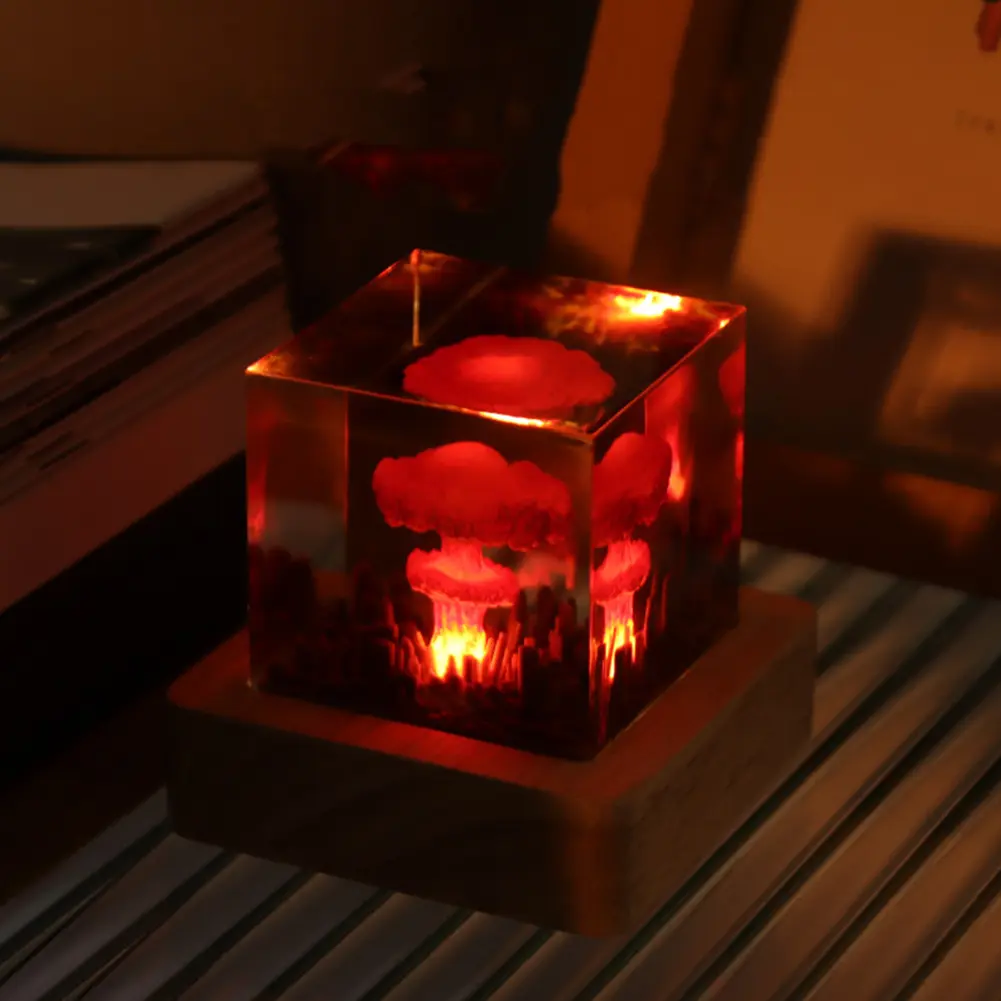 Mushroom Cloud Light Ornaments Resin Nuclear  Model Atmosphere Lamp USB Charging for Home Living Room Decor