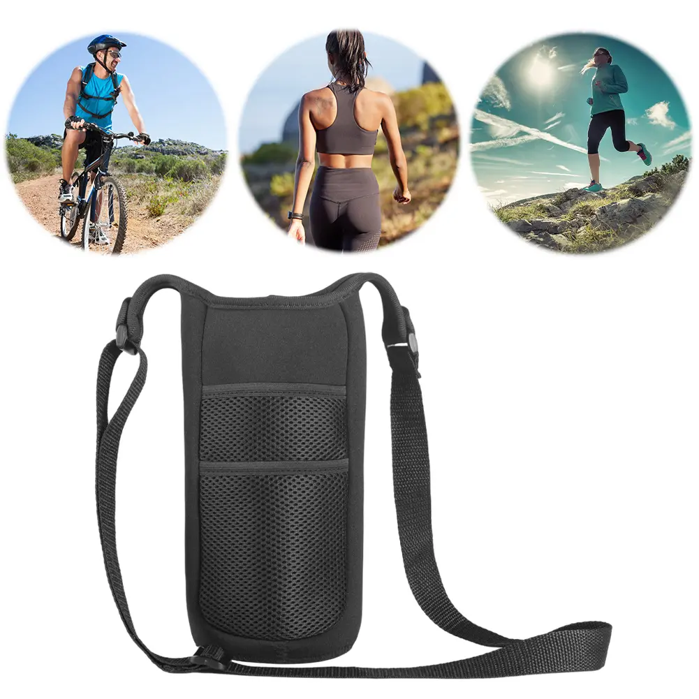 Cup Cover Bag Neoprene Insulated Adjustable Shoulder Strap Kettle Holder Pouch Portable Water Bottle Sling Bag for Hiking Sports