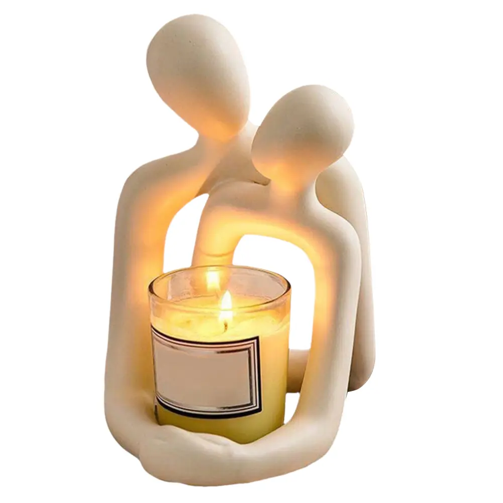 Romantic Couple Candle Holder Resin Abstract Love Sculpture Multifunctional Romantic Love Ornament for Wedding Party Decor
