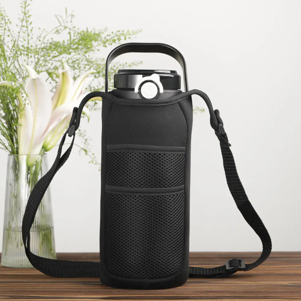 Cup Cover Bag Neoprene Insulated Adjustable Shoulder Strap Kettle Holder Pouch Portable Water Bottle Sling Bag for Hiking Sports