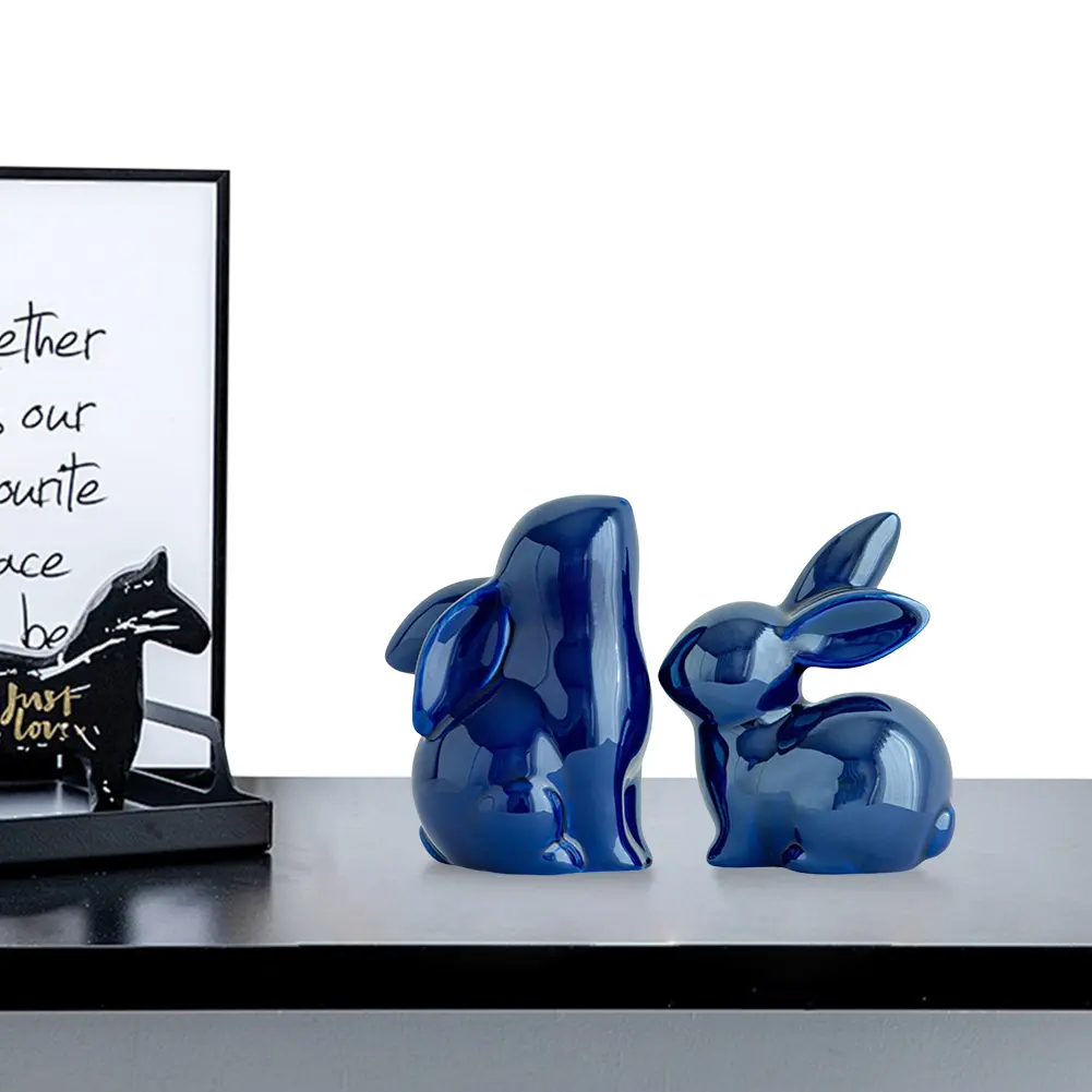 2Pcs Easter Cute Rabbit Figurine Multifunction Bunny Decoration Statue Animal Figurine Craft for Desktop Bedroom Garden Backyard
