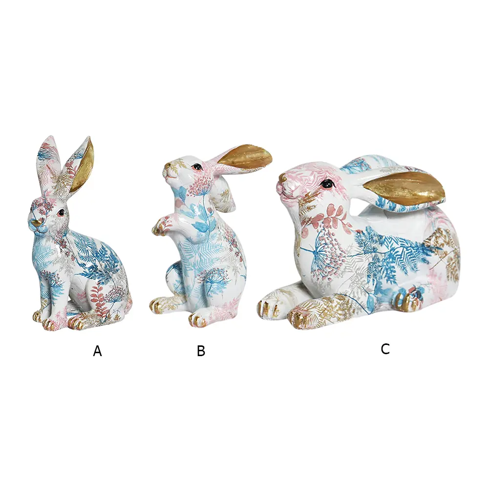 Rabbit Statue Creative Lifelike Rabbit Sculpture Resin Rabbit Decoration Easter Bunny Ornament for Home Office Desktop