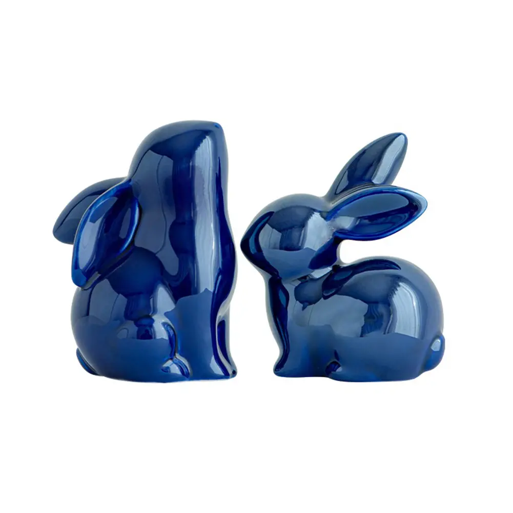 2Pcs Easter Cute Rabbit Figurine Multifunction Bunny Decoration Statue Animal Figurine Craft for Desktop Bedroom Garden Backyard