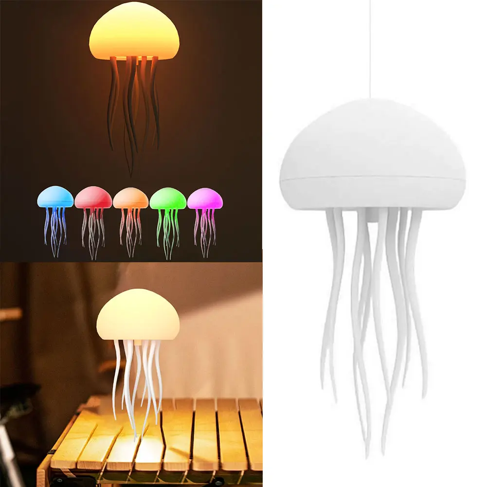 Jellyfish Night Light with Dancing Legs Jellyfish Bedside Lamp RGB Gradient Jellyfish Table Lamp Jellyfish Desk Lamp for Bedroom