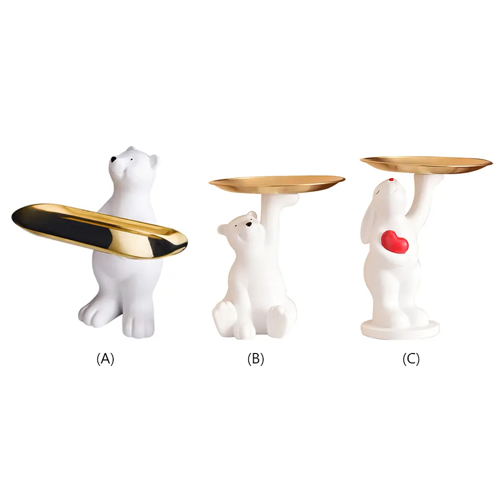 Polar Bear Key Holder Figurine Entrance Crafts Resin Desk Decoration Non-toxic Harmless Household Supplies for Study Coffee Shop