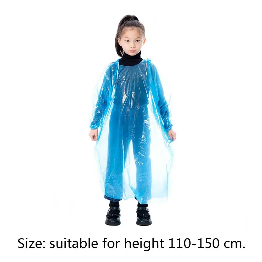 9-30PCS Kids Raincoat Waterproof Disposable Plastic Rain Poncho with Drawstring Hood for Outdoor Camping/Recreation/Hiking