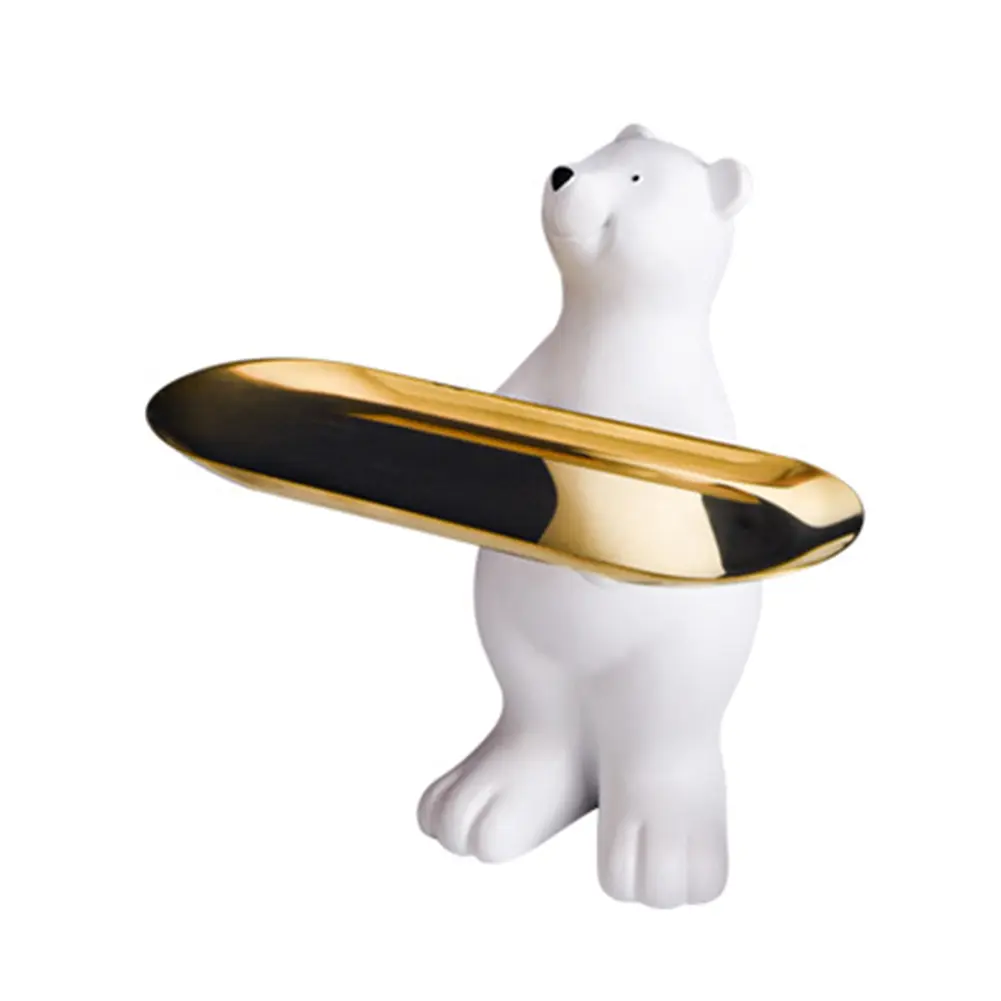 Polar Bear Key Holder Figurine Entrance Crafts Resin Desk Decoration Non-toxic Harmless Household Supplies for Study Coffee Shop