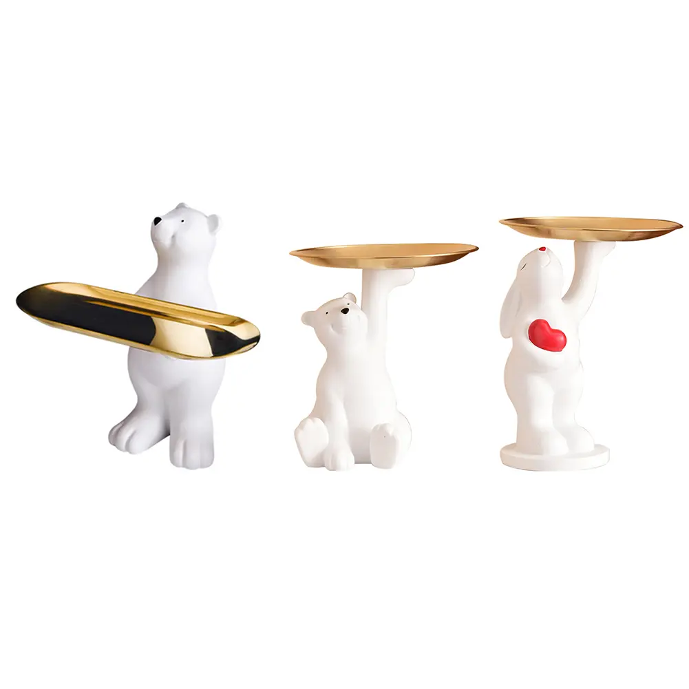 Polar Bear Key Holder Figurine Entrance Crafts Resin Desk Decoration Non-toxic Harmless Household Supplies for Study Coffee Shop