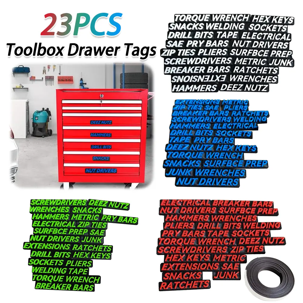 23PCS Magnetic Mini Reusable Toolbox Drawers Organization Labels Easy To Read Printing Fits All Brands of Steel Tool Box Drawers