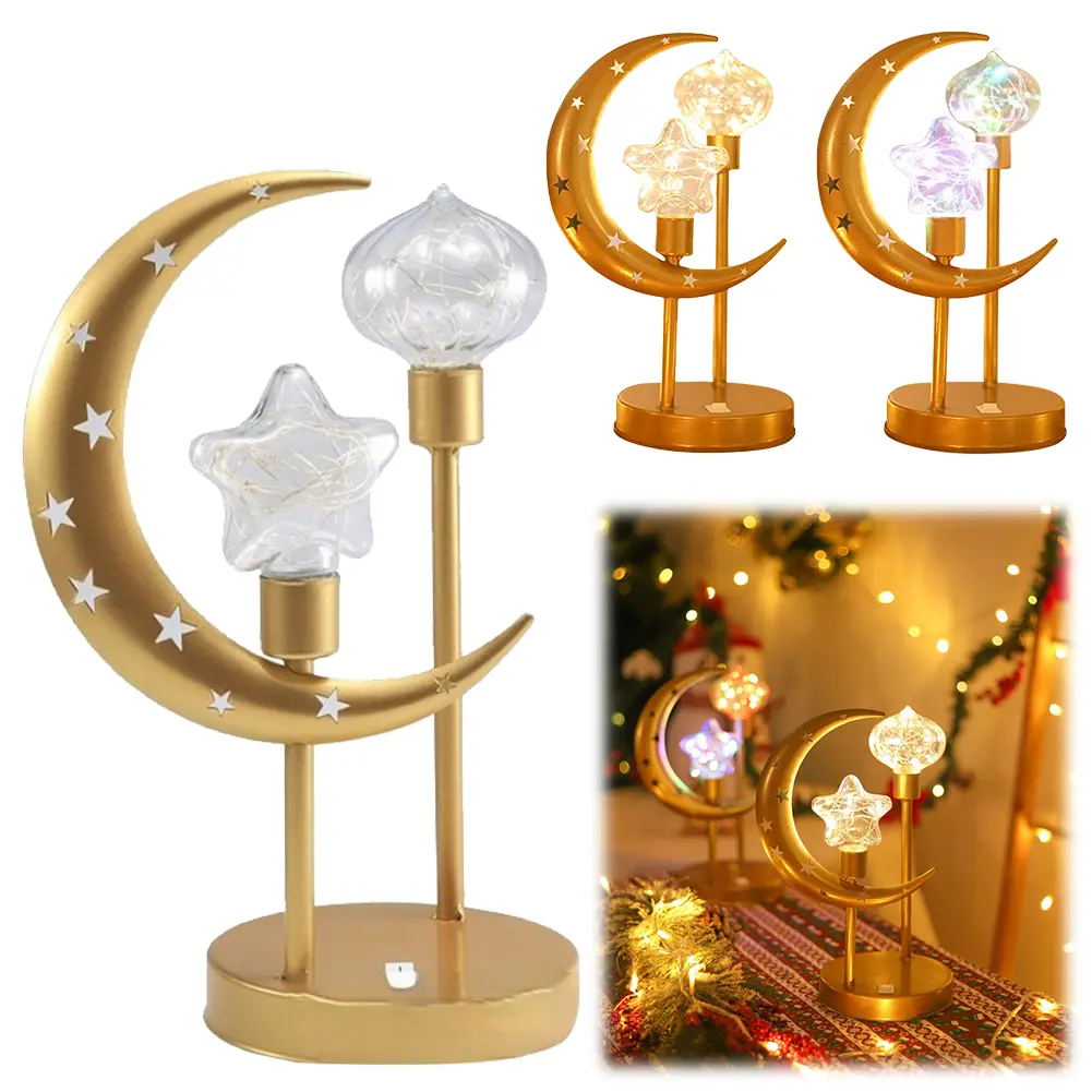 LED Moon Lamp Moon Shaped Table Lamp Battery/USB Powered Crescent Night Light Decorative Nightstand Lamp for Holiday Gifts