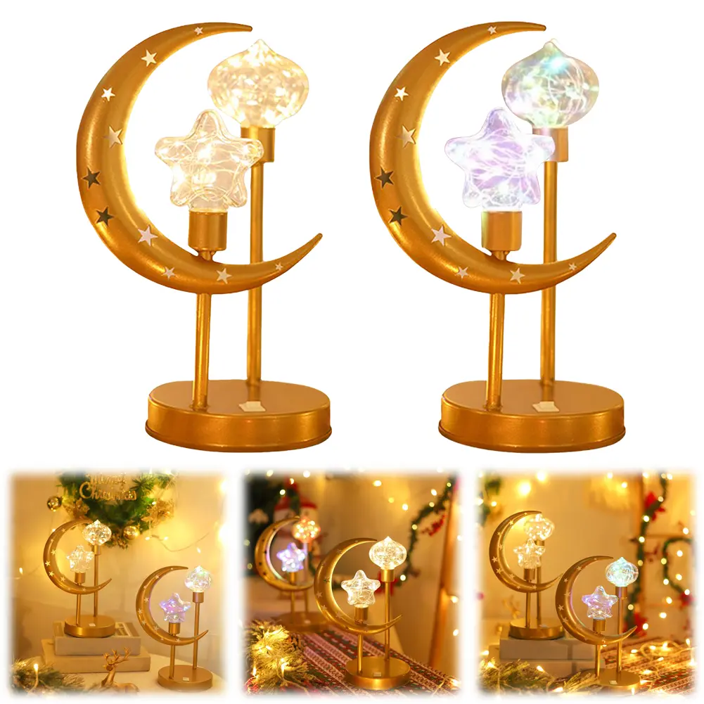 LED Moon Lamp Moon Shaped Table Lamp Battery/USB Powered Crescent Night Light Decorative Nightstand Lamp for Holiday Gifts