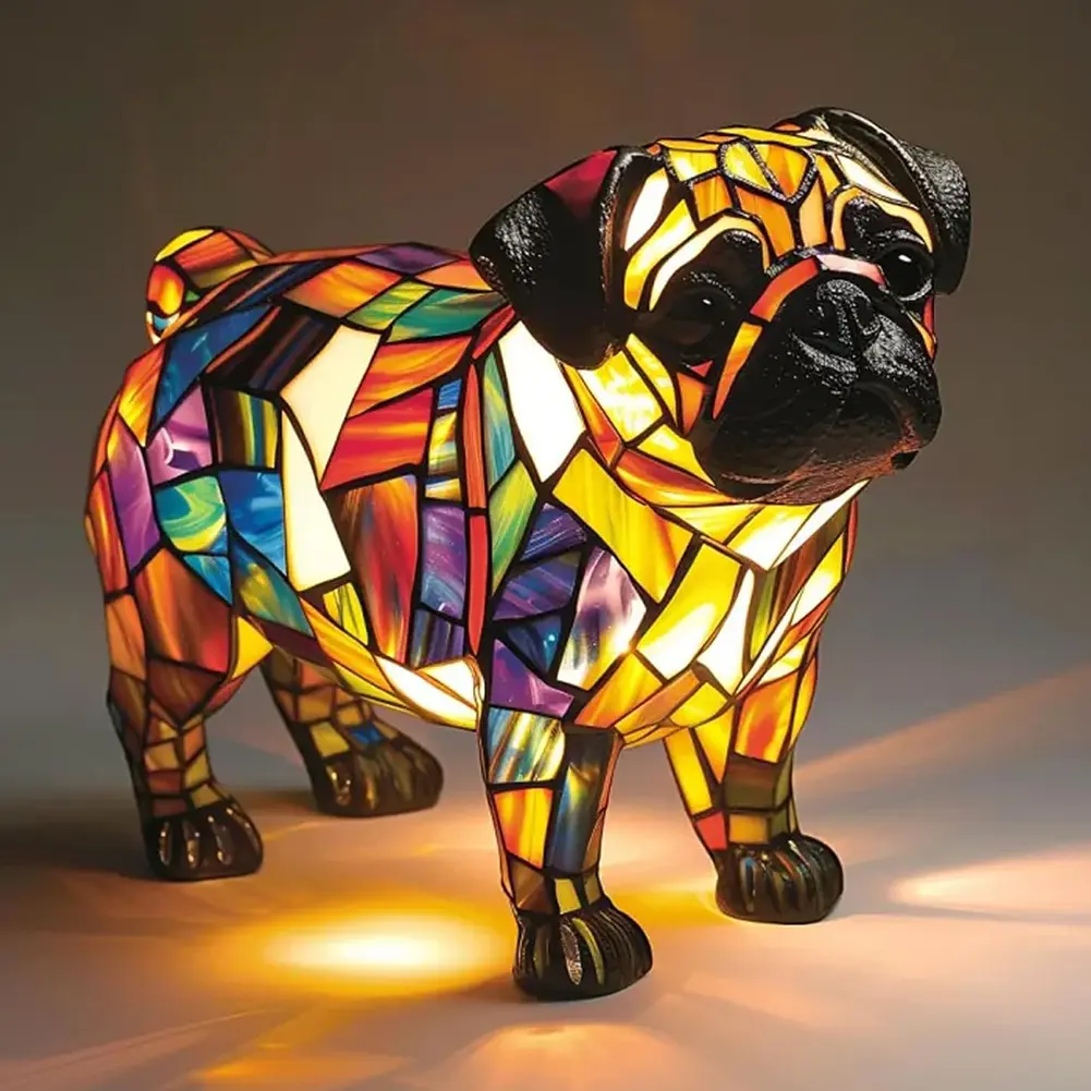 Dog Lamp Stained Resin Dog Tabletop Night Light Resin Cute Pet Dogs Themed LED Table Lamps Canine Decor Fun Gift for Dog Lovers