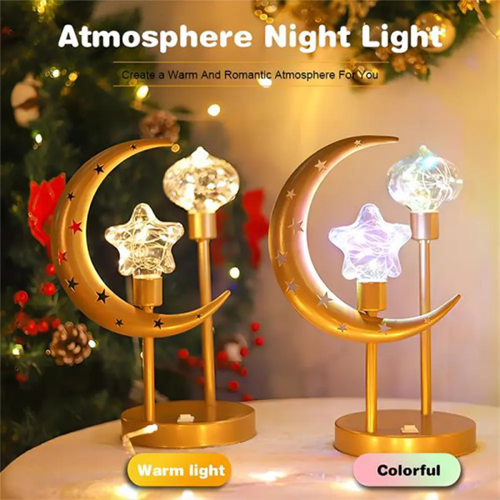 LED Moon Lamp Moon Shaped Table Lamp Battery/USB Powered Crescent Night Light Decorative Nightstand Lamp for Holiday Gifts