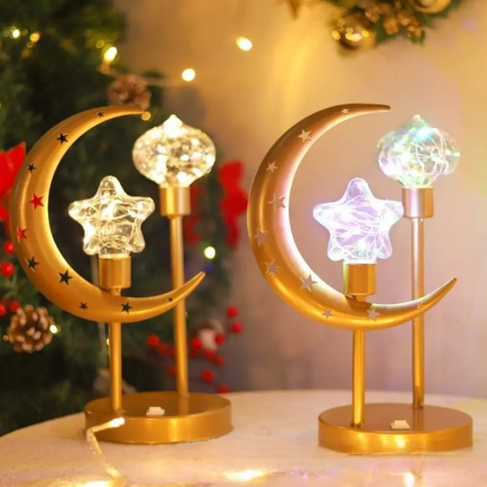 LED Moon Lamp Moon Shaped Table Lamp Battery/USB Powered Crescent Night Light Decorative Nightstand Lamp for Holiday Gifts