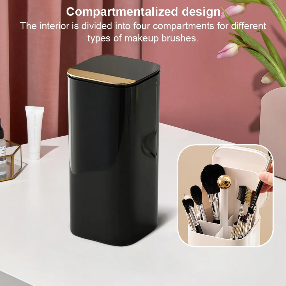 Automatic Lifting Makeup Brush Holder Waterproof Cosmetic Brushes Container Lipstick Eyebrow Pen Holder for Bathroom Countertop
