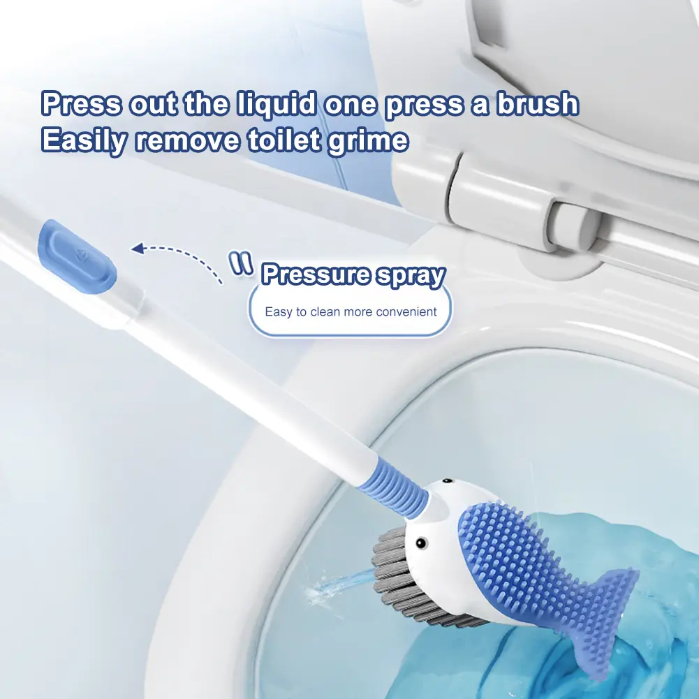 2-5PCS Cartoon Whale Toilet Brush with Holder Wall Mounted Toilet Bowl Cleaner Brush Cartoon Animal Toilet Brush Bathroom