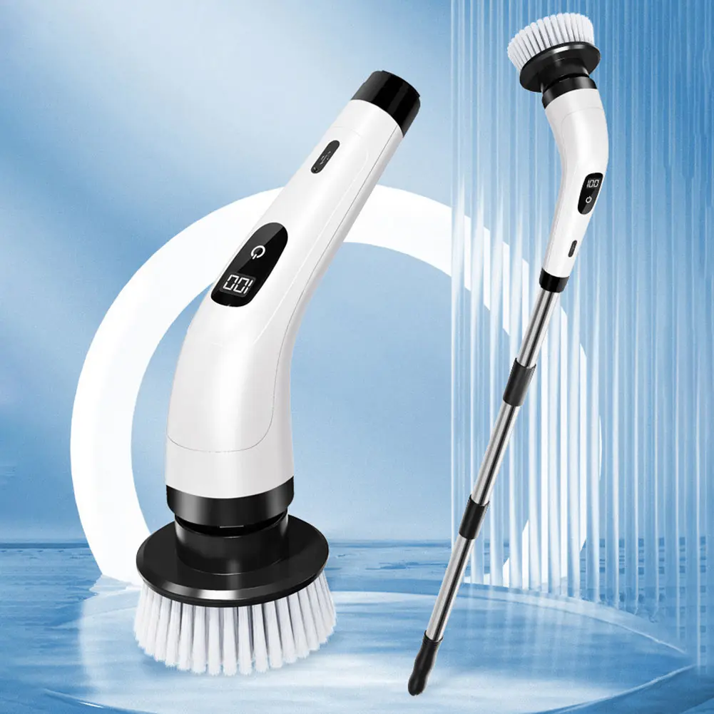 Electric Spin Scrubber Waterproof Cleaning Brush with Replaceable Brush Heads Shower Scrubber for Bathroom Kitchen Cleaning