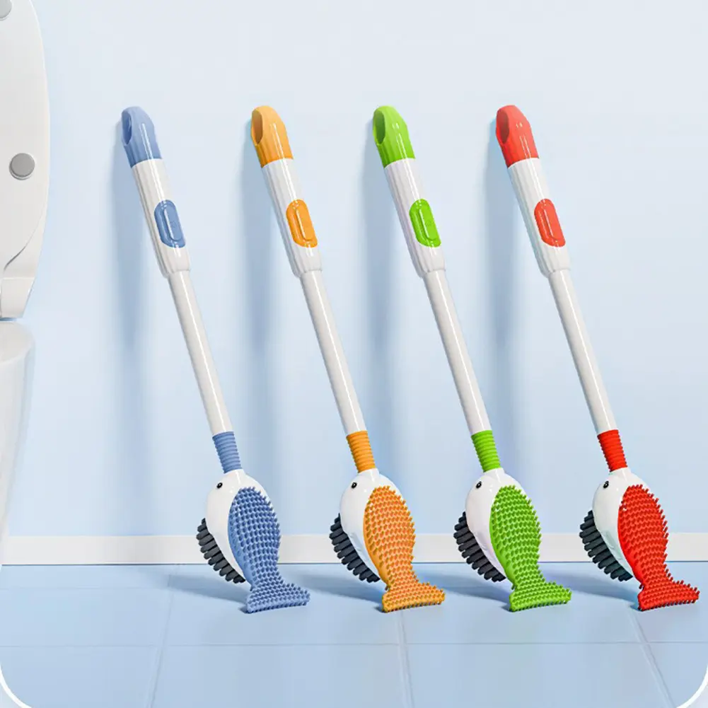 2-5PCS Cartoon Whale Toilet Brush with Holder Wall Mounted Toilet Bowl Cleaner Brush Cartoon Animal Toilet Brush Bathroom