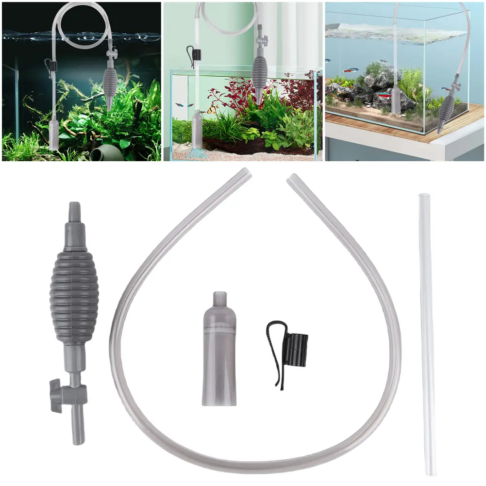 Aquarium Manual Water Changer with Outlet Valve Handheld Vacuum Siphon Pump Reusable Air Pump Cleaning Tool for Cleaning Gravel