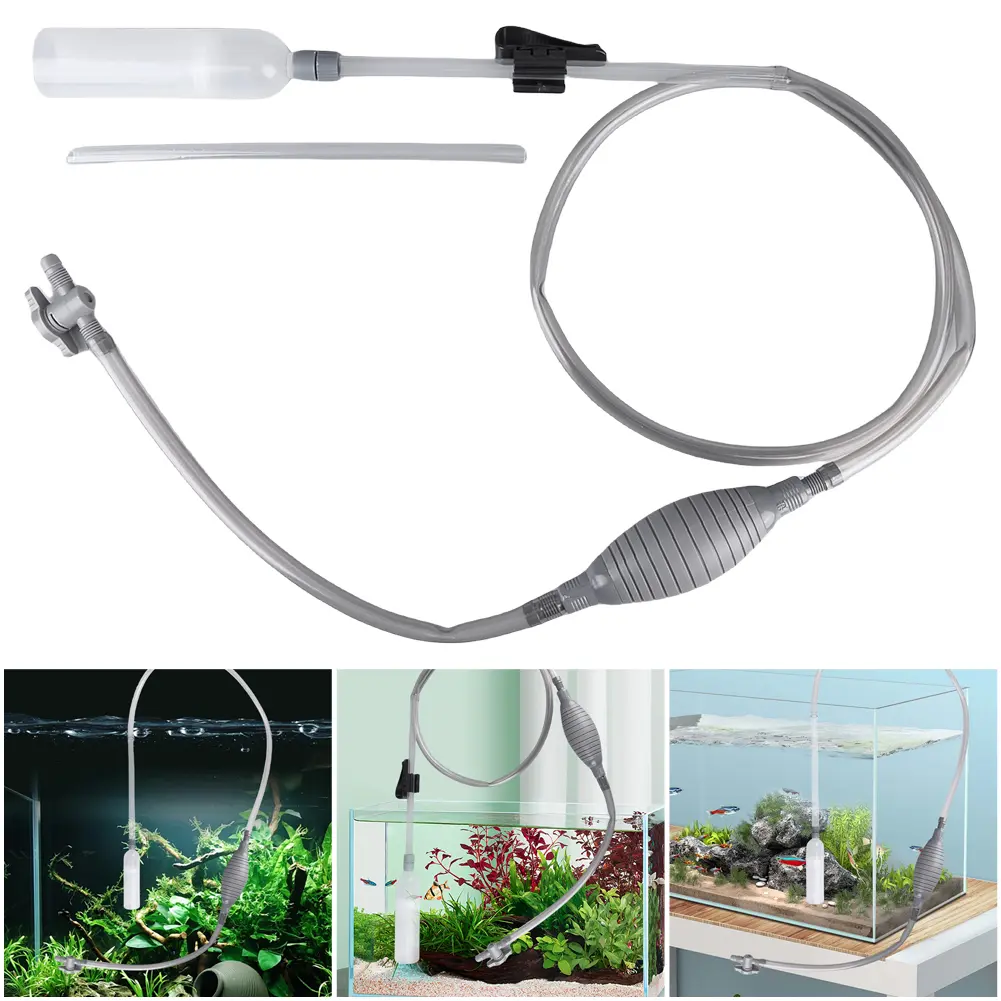 Aquarium Manual Water Changer with Outlet Valve Handheld Vacuum Siphon Pump Reusable Air Pump Cleaning Tool for Cleaning Gravel