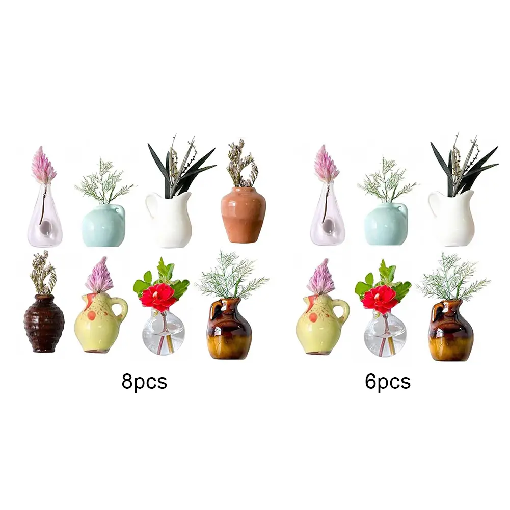 6/8PCS Cute Plant Fridge Magnets Tiny 3D Plant Vase Flower Vase Refrigerator Magnets for Refrigerator Decoration Kitchen Office