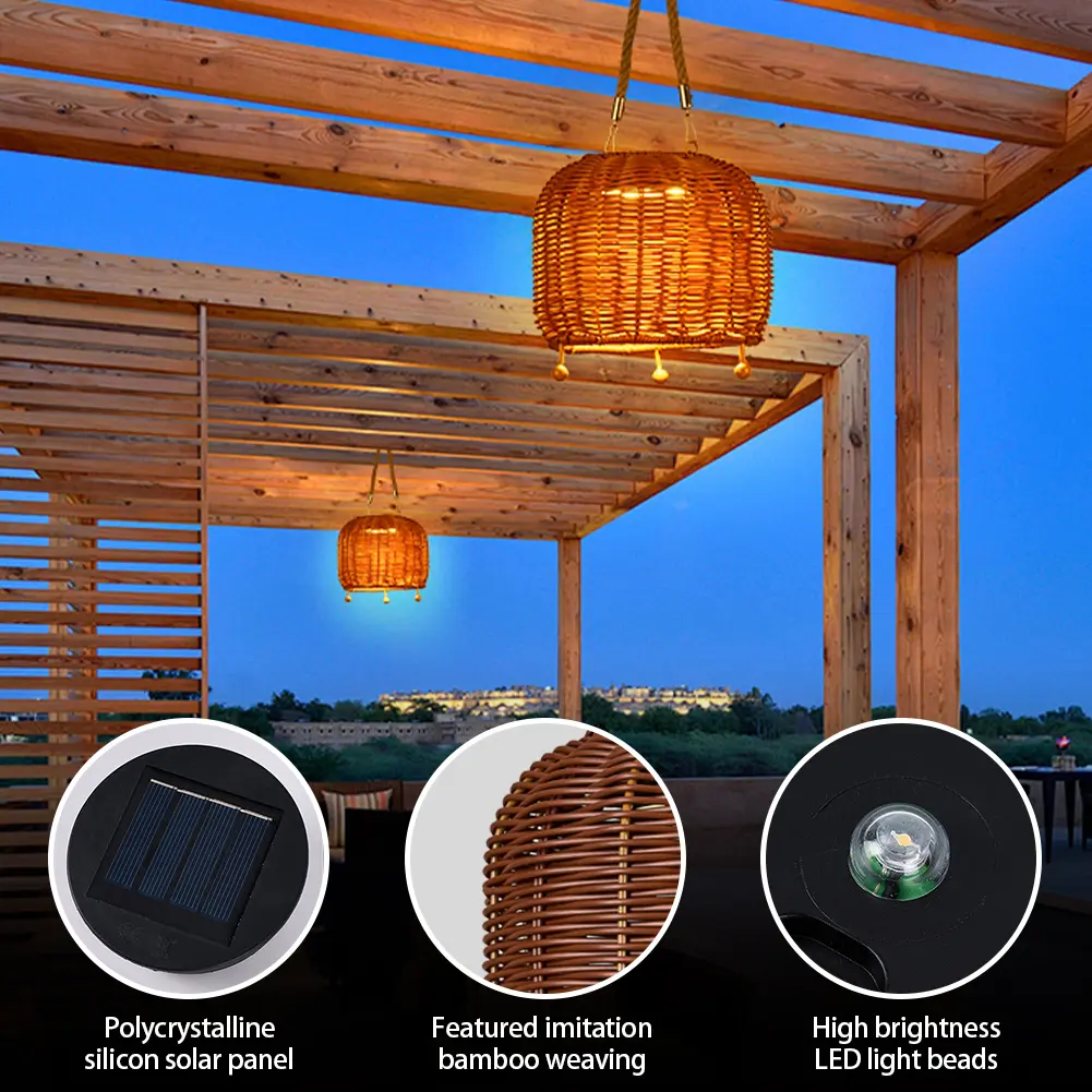 Solar Lantern Decorative Solar Powered Table Lamp IP65 Waterproof Outdoor Hanging Lamp for Garden Patio Yard