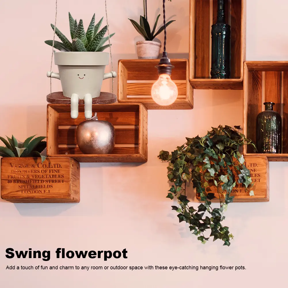 Swing Flower Pot Resin Wall Hanging Head Planter Creative Multifunctional Home Garden Patio Accessories