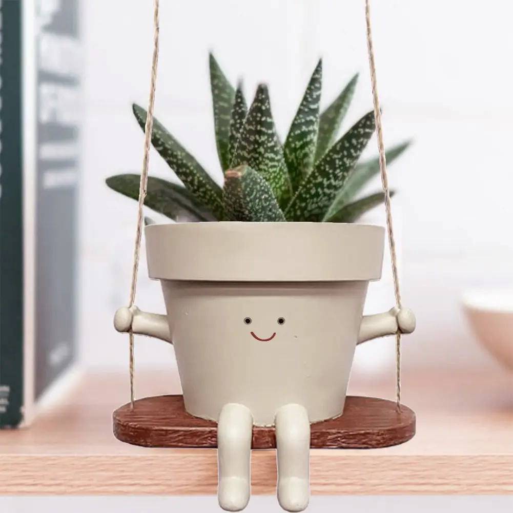 Swing Flower Pot Resin Wall Hanging Head Planter Creative Multifunctional Home Garden Patio Accessories