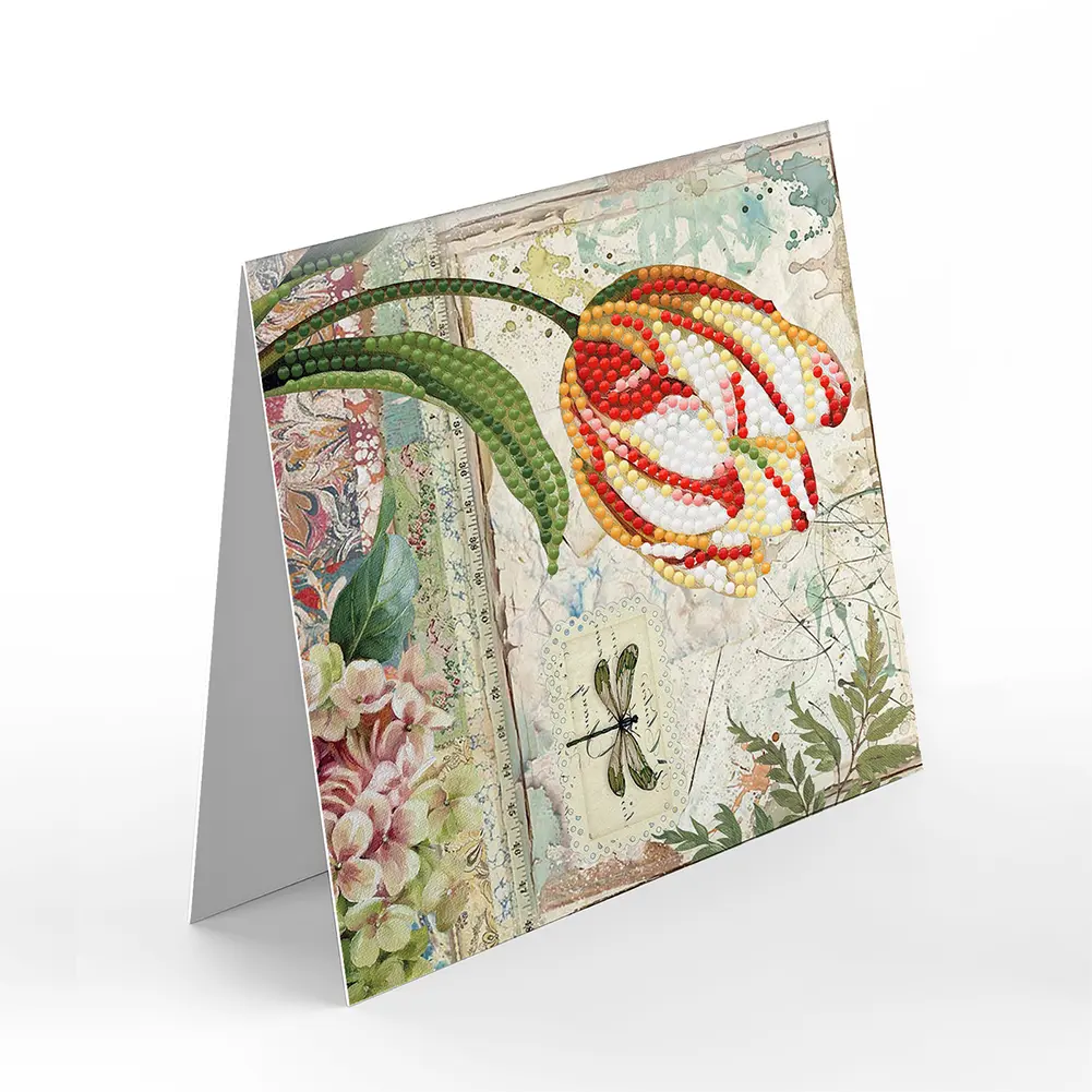 8pcs Crystal Diamond Anniversary Postcards Arts Craft DIY Partial Special Shaped Drill Postcards Romantic Flower Creative
