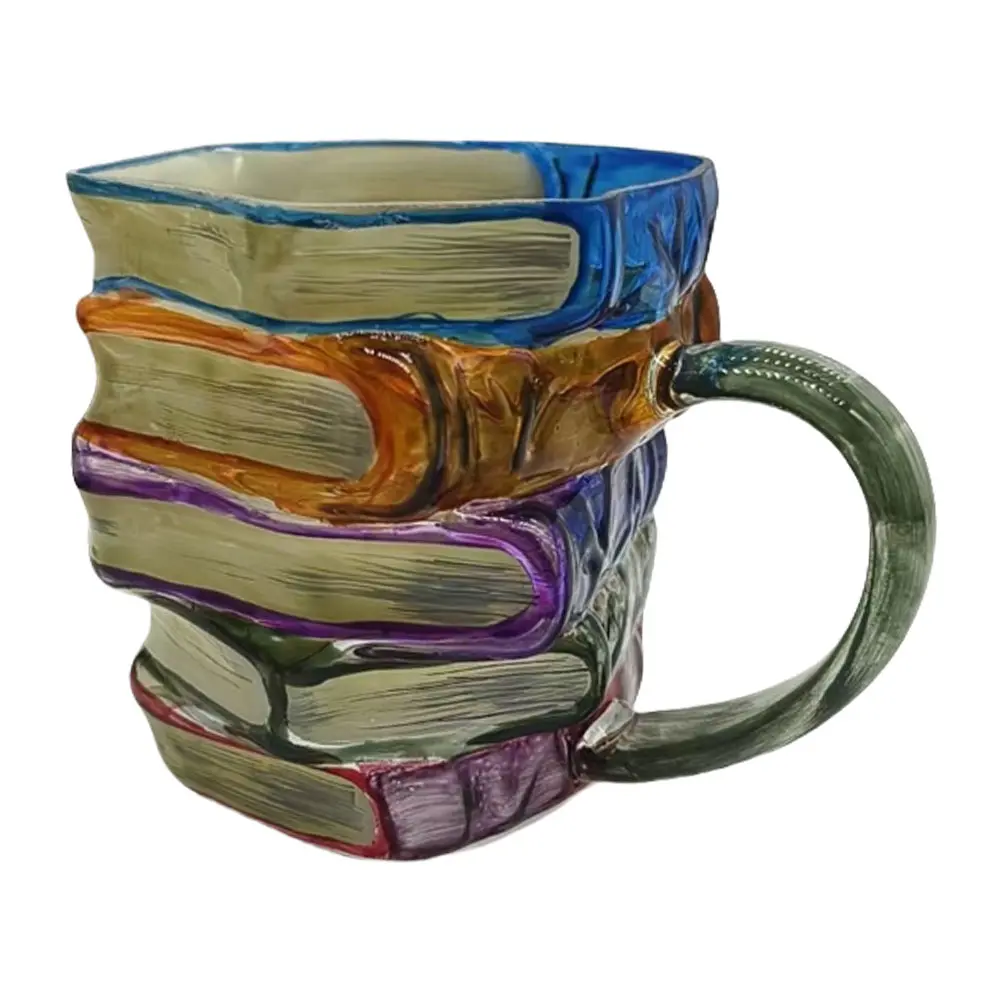 Novelty 3D Painted Books Coffee Mug Creative Drinking Cup Collection Gifts for Literature Lovers