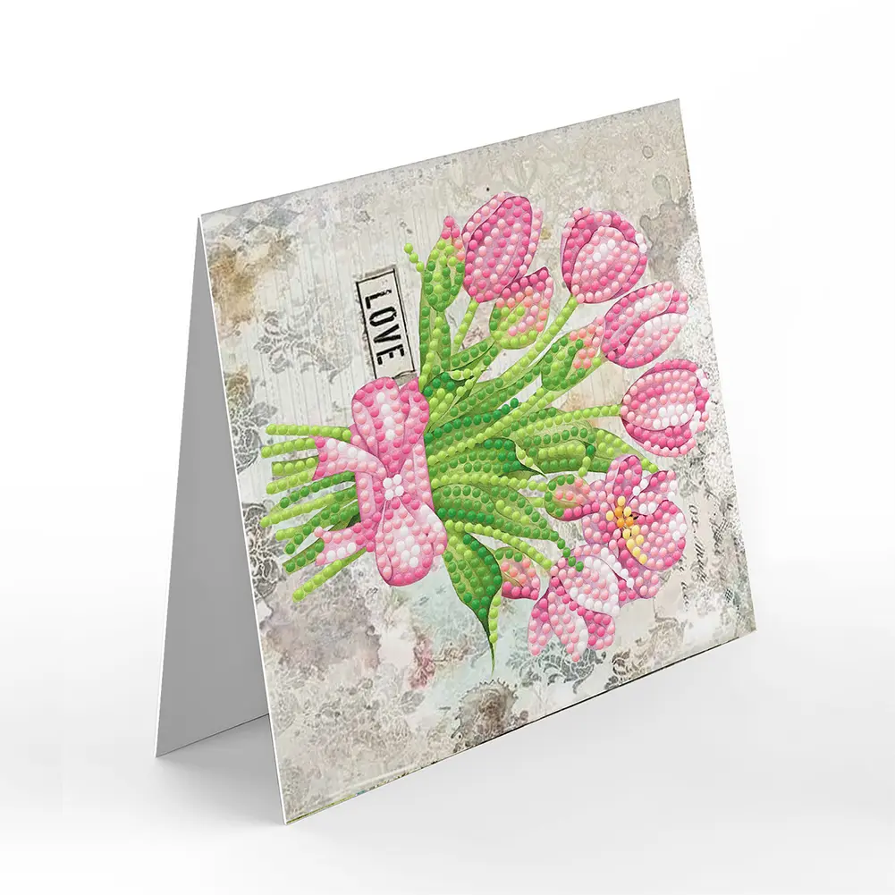 8pcs Crystal Diamond Anniversary Postcards Arts Craft DIY Partial Special Shaped Drill Postcards Romantic Flower Creative