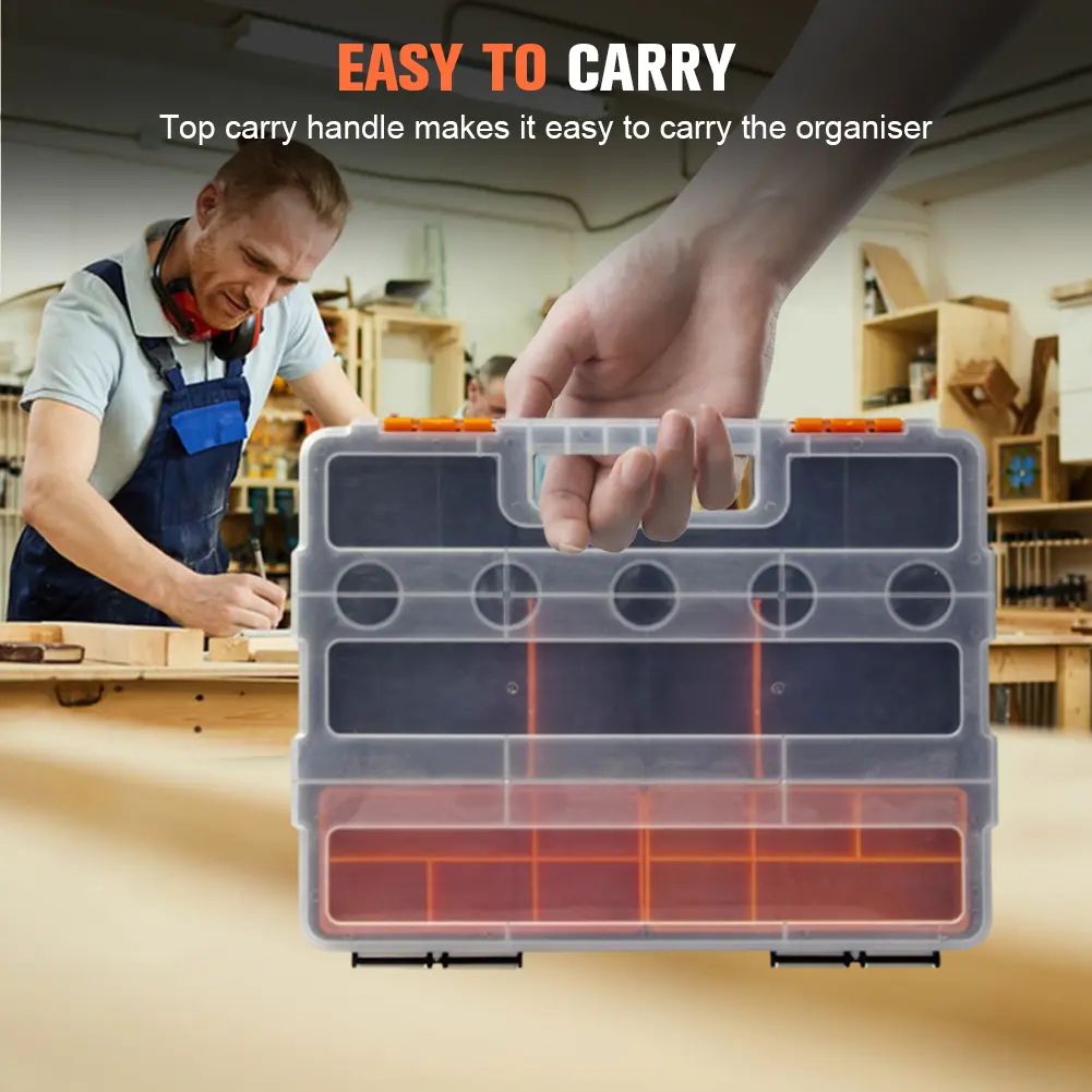 Transparent Assortment Box Waterproof Small Parts Sorting Box Lightweight Hardware Parts Tool Kit for Screws Nuts Tools
