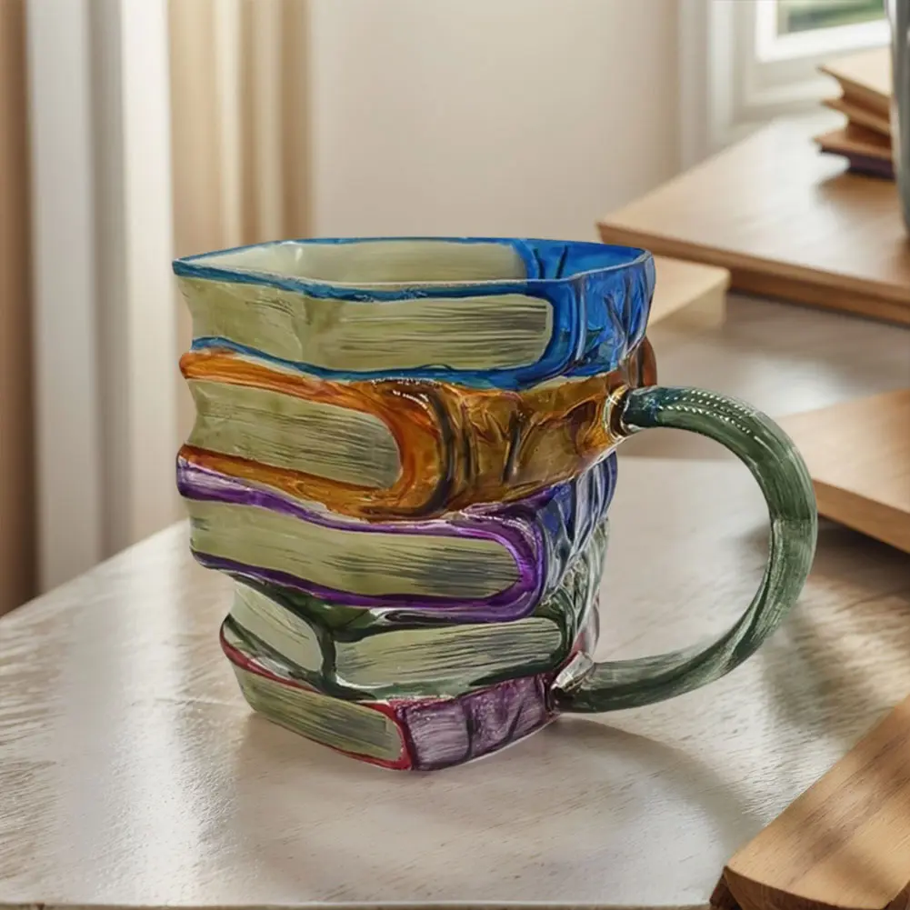 Novelty 3D Painted Books Coffee Mug Creative Drinking Cup Collection Gifts for Literature Lovers