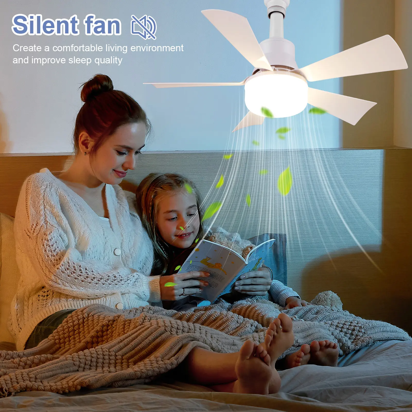 Ceiling Fan with Light Socket Ceiling Fan Remote Control LED Light Fan 3 Light Colors Socket Fan Light Low Noise for Home Office