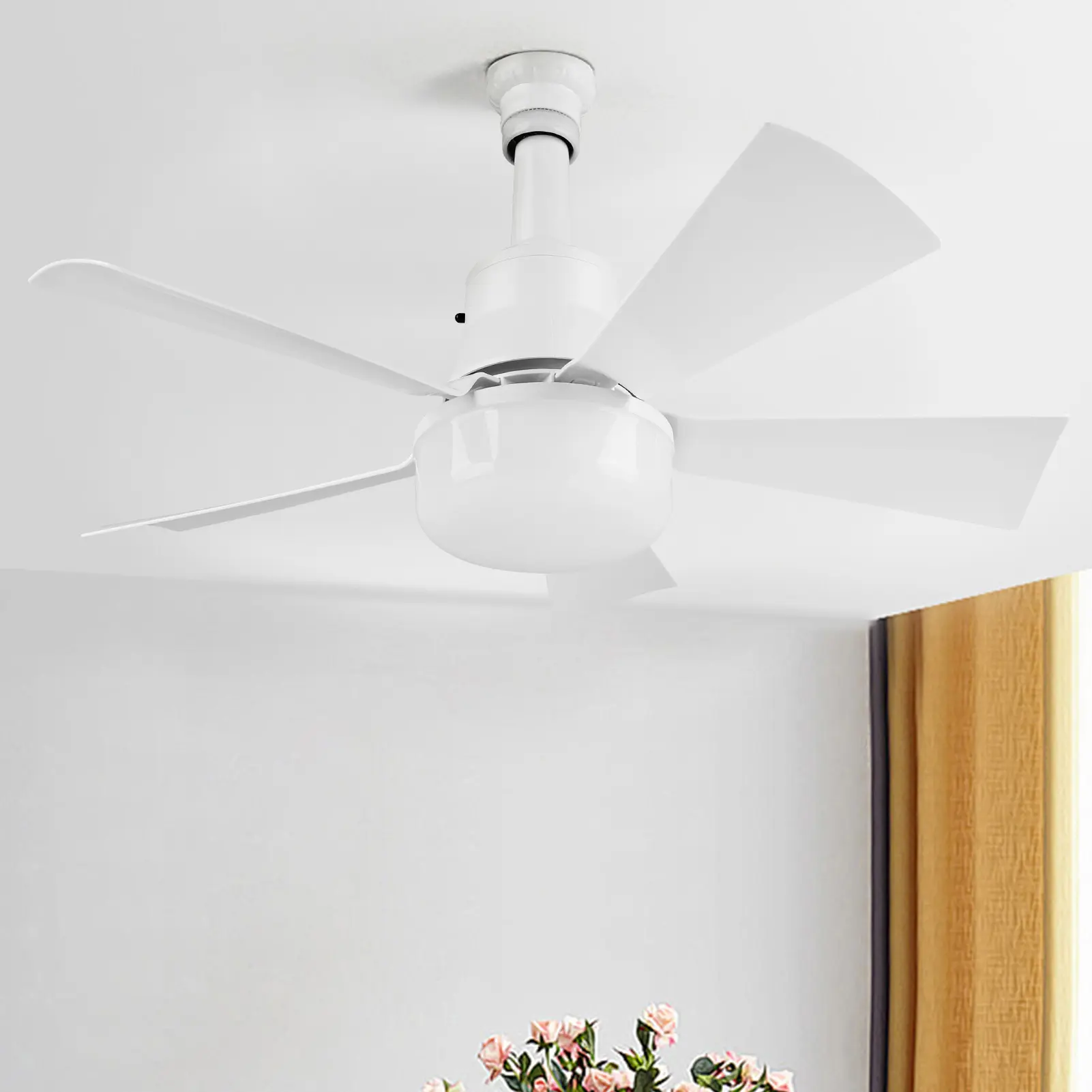 Ceiling Fan with Light Socket Ceiling Fan Remote Control LED Light Fan 3 Light Colors Socket Fan Light Low Noise for Home Office